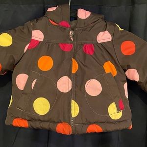 Gymboree Fall For Monkeys Brown Polka Dot Hooded Winter Coat Infant Girls 6-12M